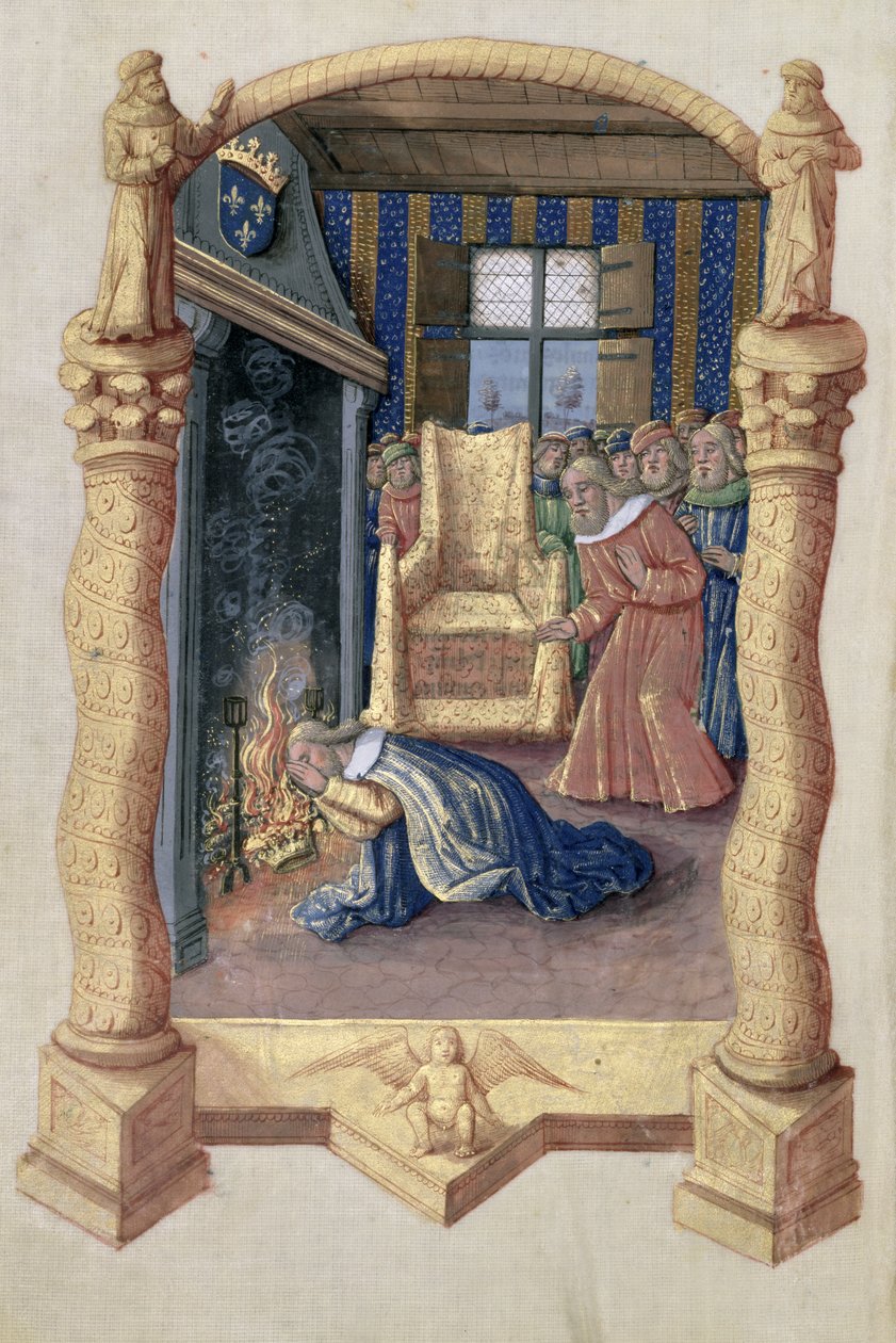 Ms Lat. Q.v.I.126 f.66v David sörjer sin son Absaloms död, från 