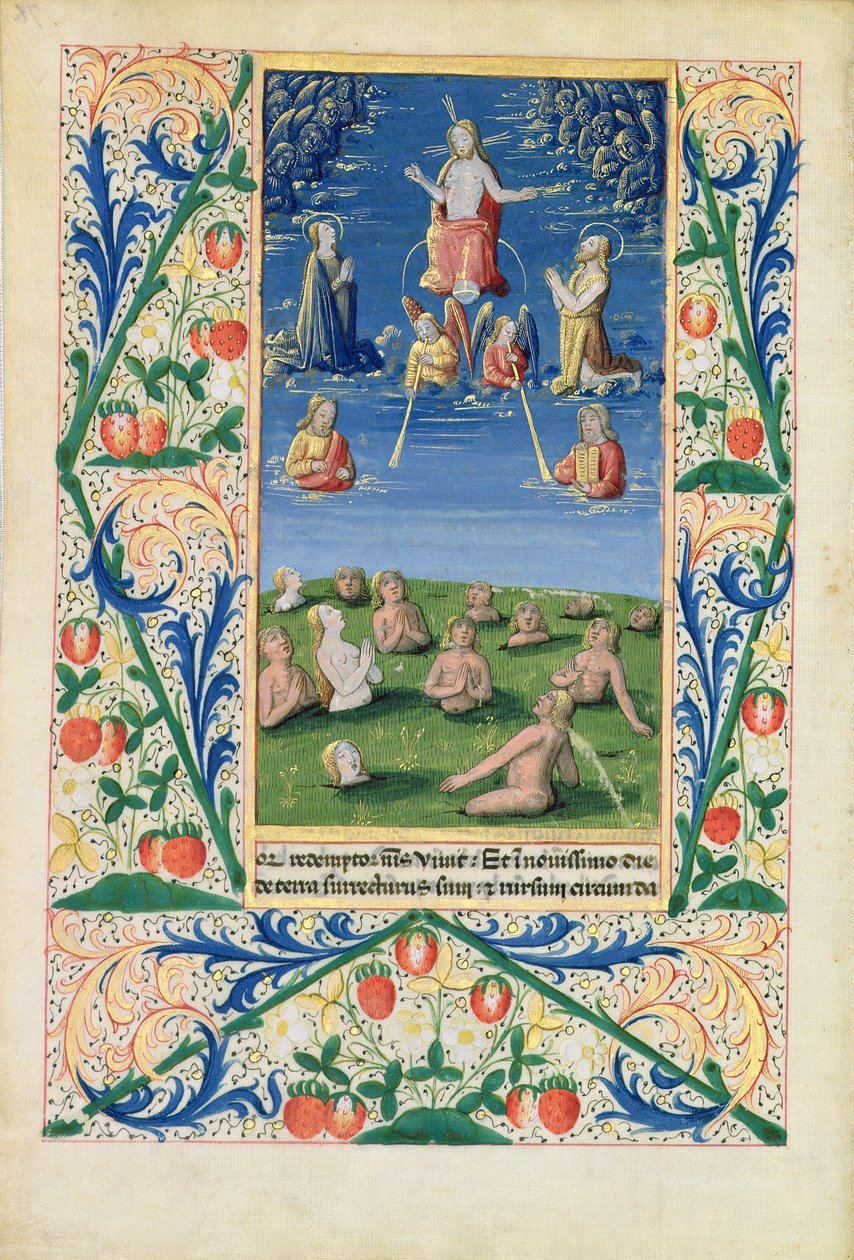 Lat. Q.v.I.126 f.78v De frälstas uppståndelse, från Louis d