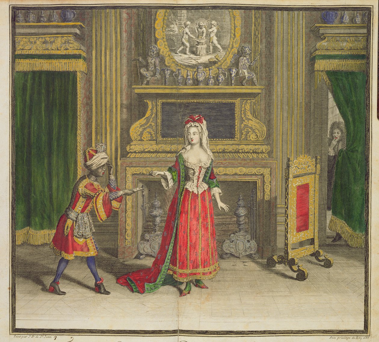 Dam i hennes sovrum, publicerad c.1688-90 av Jean Dieu de Saint Jean