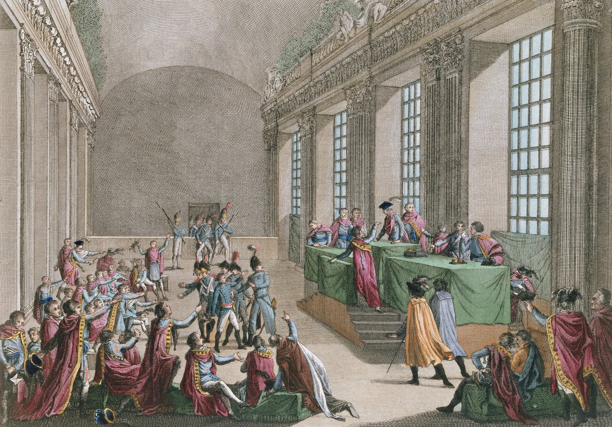 Statskupp den 18 Brumaire, 10 november 1799, graverad av Reinier Vinkeles (1741-1816) och Daniel Friday (1765-1822) av Jean Duplessi Bertaux