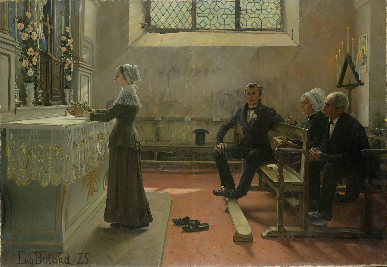 Offer till jungfrun dagen efter bröllopet, 1885 av Jean Eugene Buland