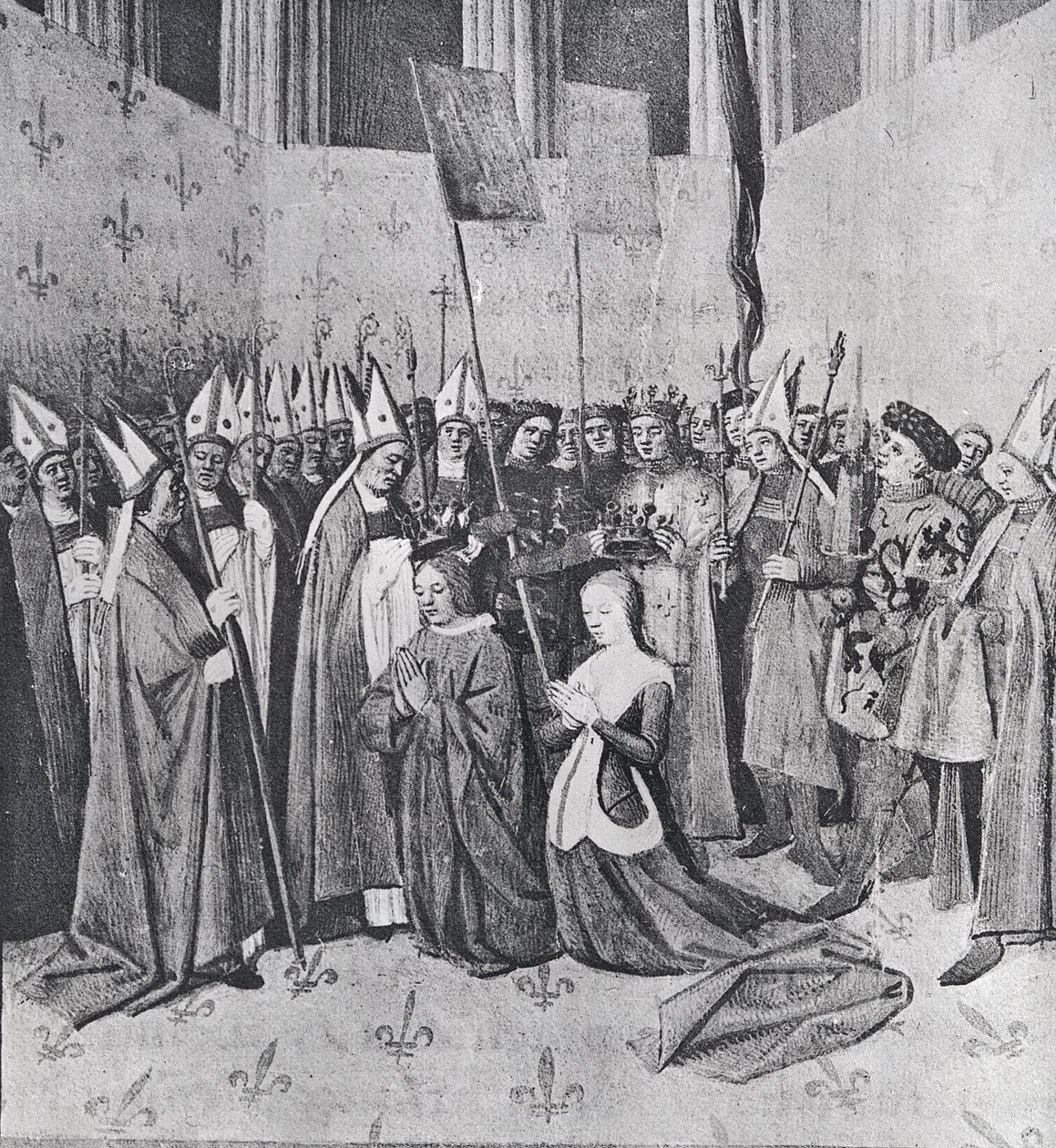 Fru fr. 6465 Kröningen av Ludvig VIII (1187-1226) och Blanche de Castille (1188-1252), från 
