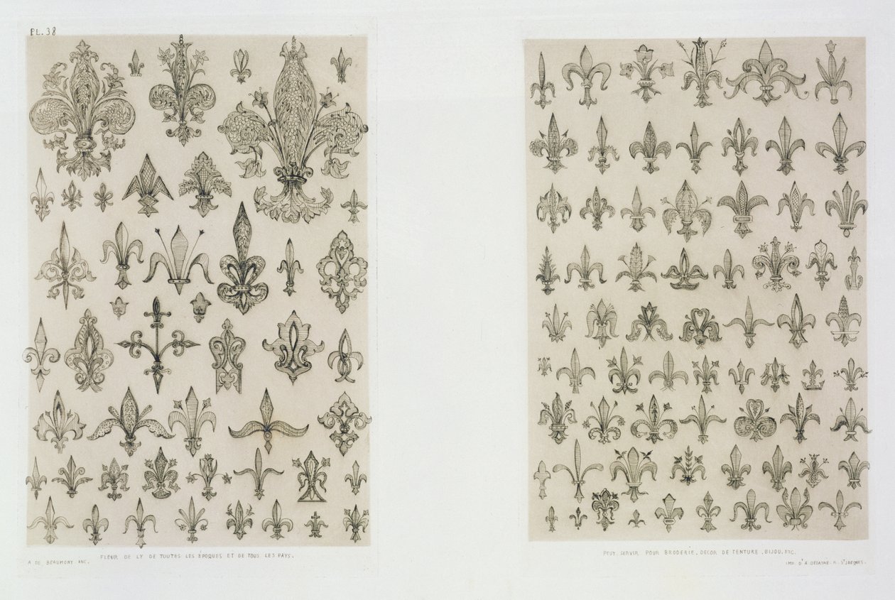 Fleur de Lys design från alla åldrar och från hela världen, från 