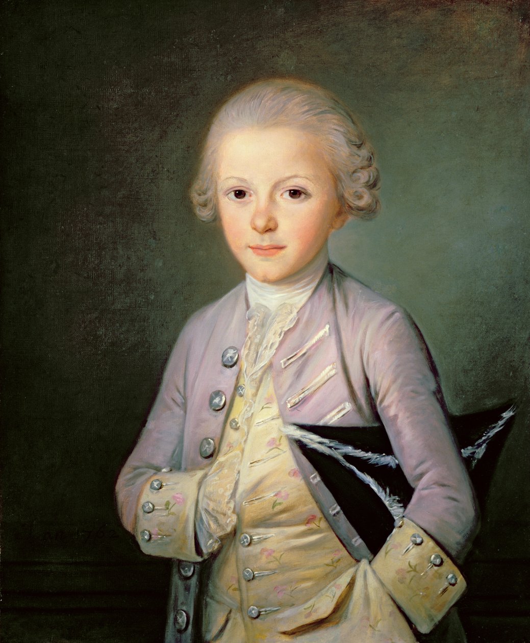 Ett porträtt av en ung pojke som håller en hatt under armen av Jean Francois Colson