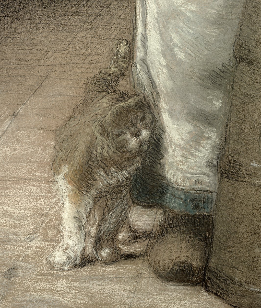 Churning Butter, 1866-68 (penna och pastell på papper) (detalj av 155306) av Jean Francois Millet