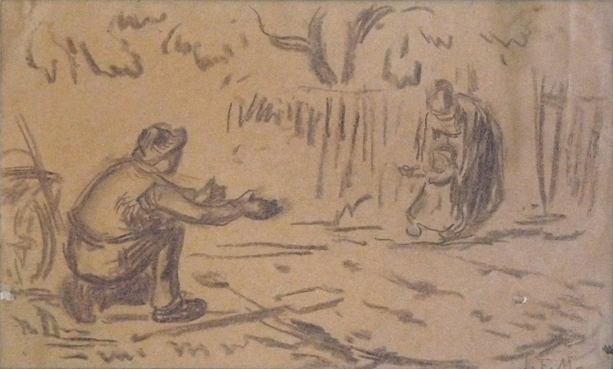 Etude préparatoire pour les premiers pas av Jean Francois Millet