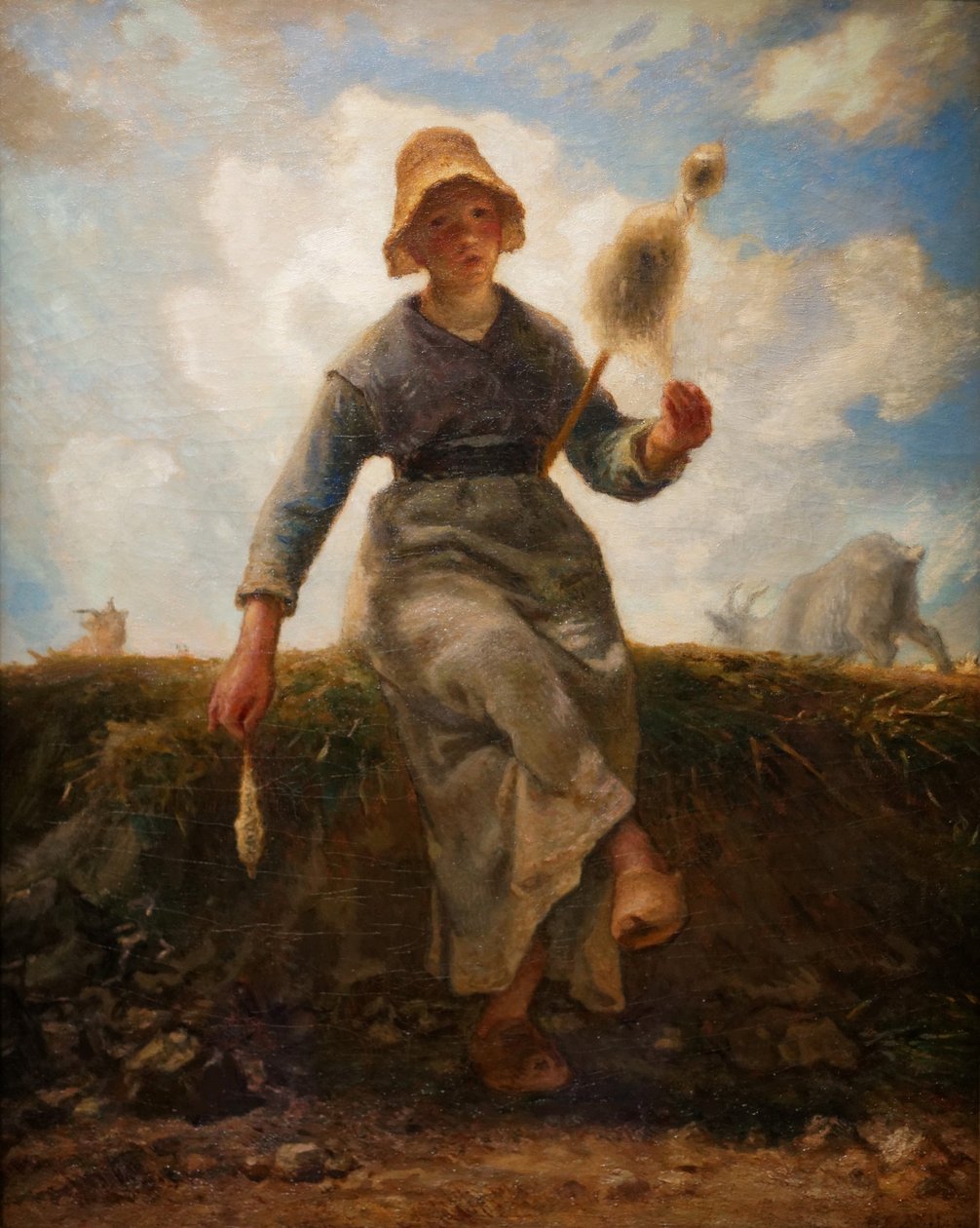 La fileuse, chevrière auvergnate  av Jean Francois Millet
