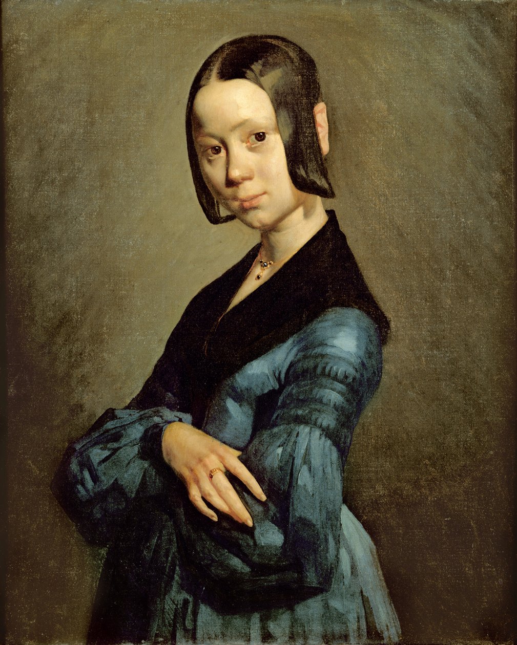 Pauline Ono (1821-44) i Blå, 1841-42 swed av Jean Francois Millet