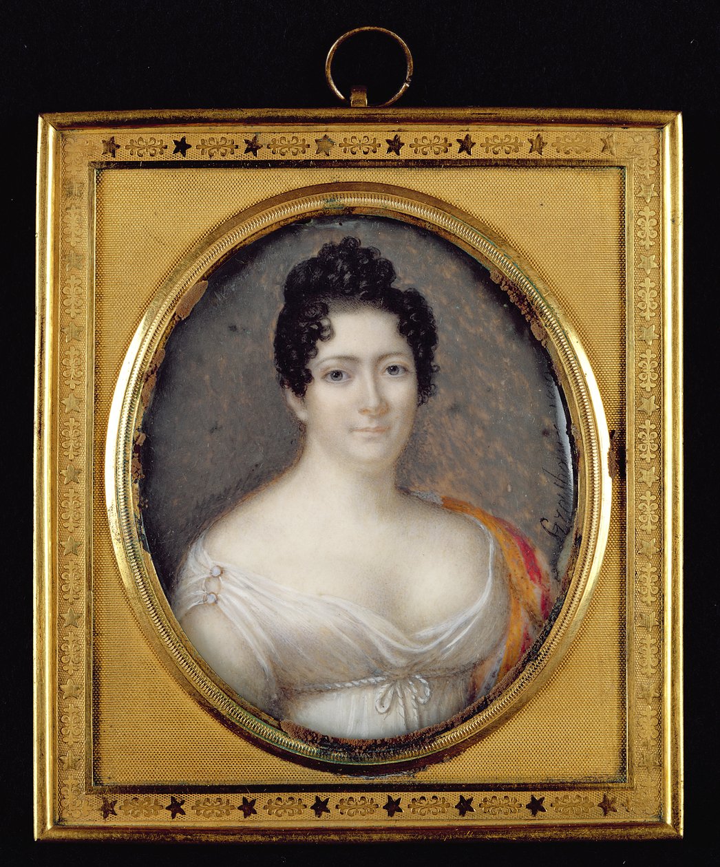 Mademoiselle Mars (1779-1847) 1819 (olja på elfenben) av Jean Francois Strasbeaux