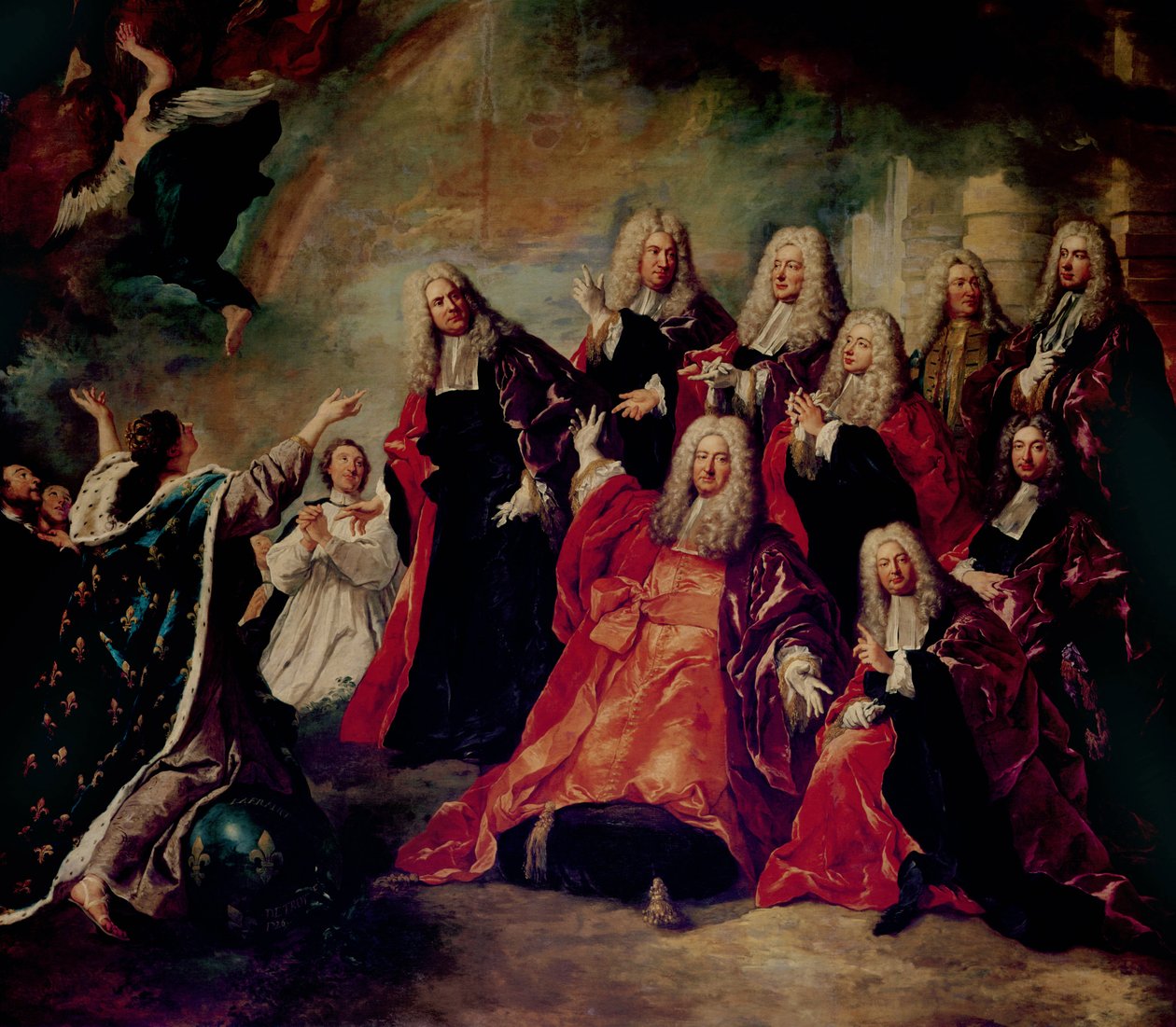 Ex-Voto. Corps de Ville kräver att vädret ska komma tillbaka, detalj av Corps de Ville, 1726 av Jean François de Troy