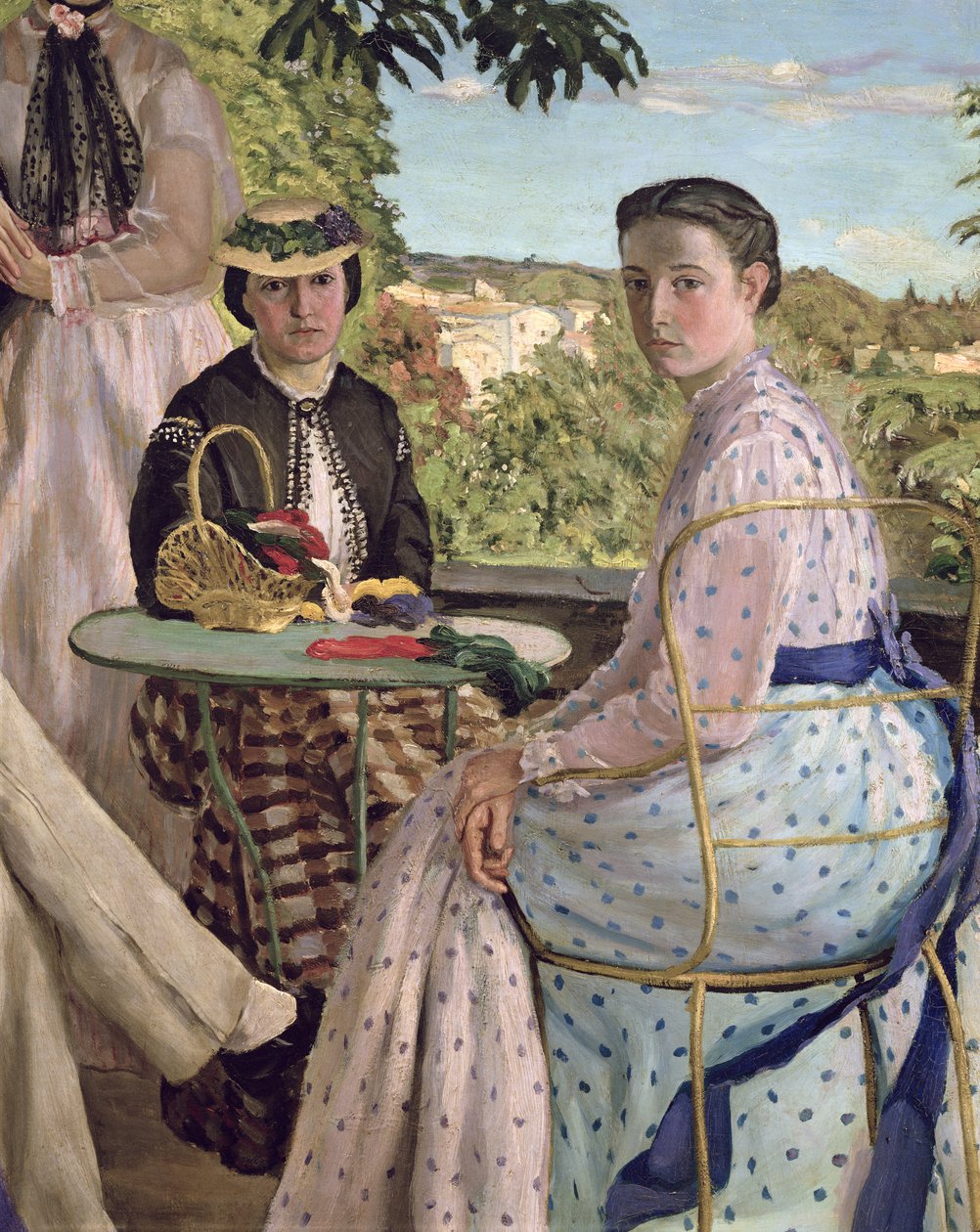 Familjeåterförening, detalj av två kvinnor, 1867 av Jean Frederic Bazille