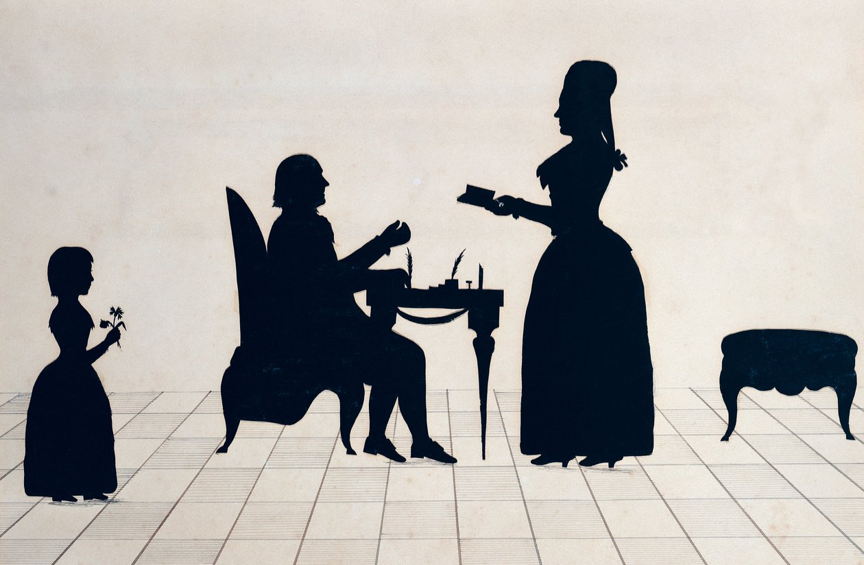 Silhuetter av Monsieur och Madame Roland och deras dotter, Eudora av Jean Gaspard Lavater
