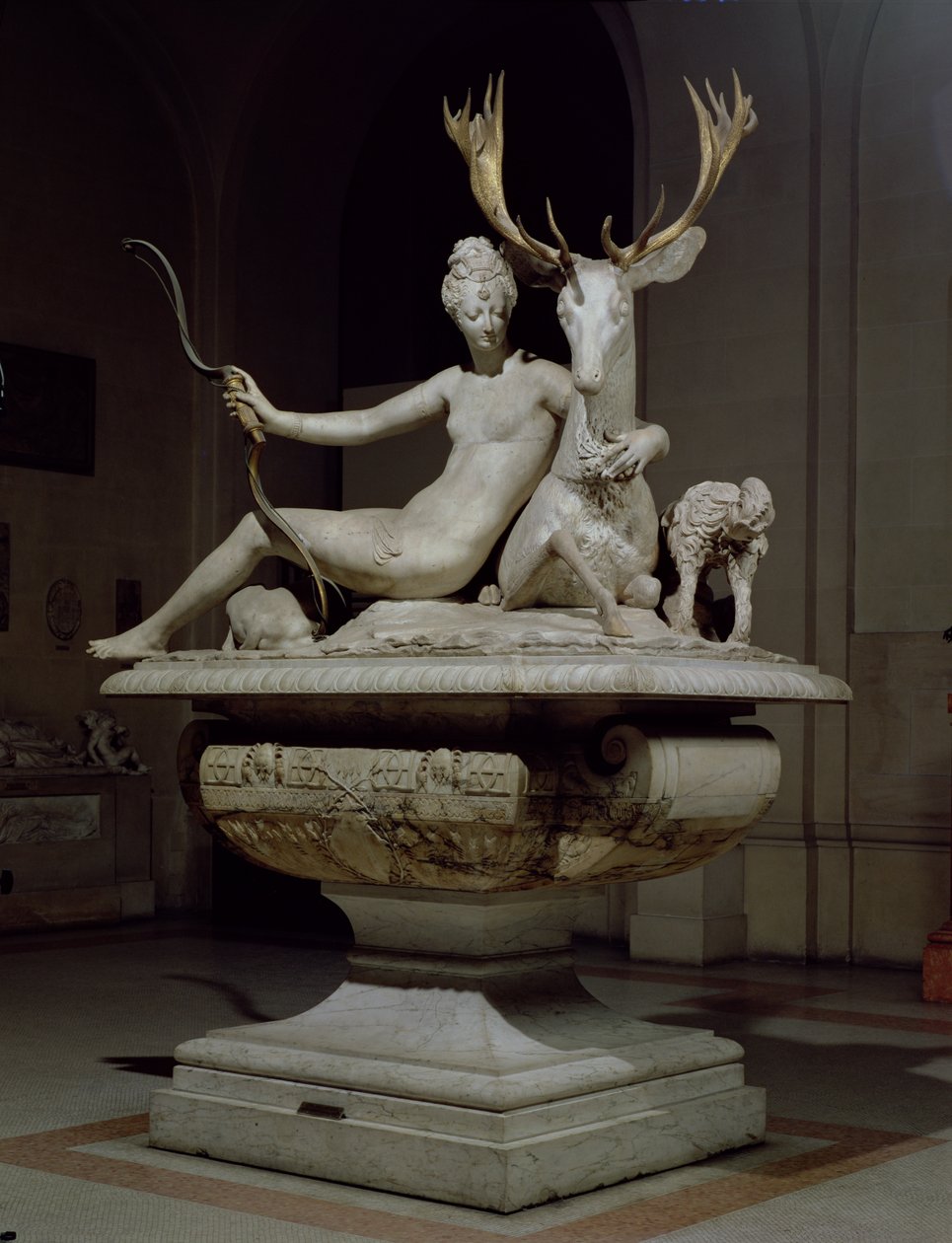 Diana monterad på en hjort (marmor och brons) (se 27649 för detaljer) av Jean Goujon