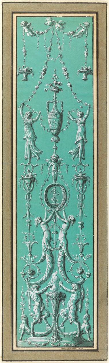 Panel av arabesker för Hôtel de Salm, Paris av Jean Guillaume Moitte