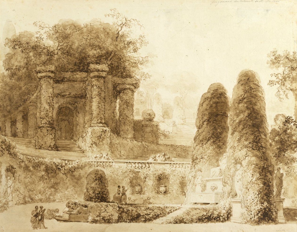 Roman Park with Fountain, 1774 av Jean Honore Fragonard