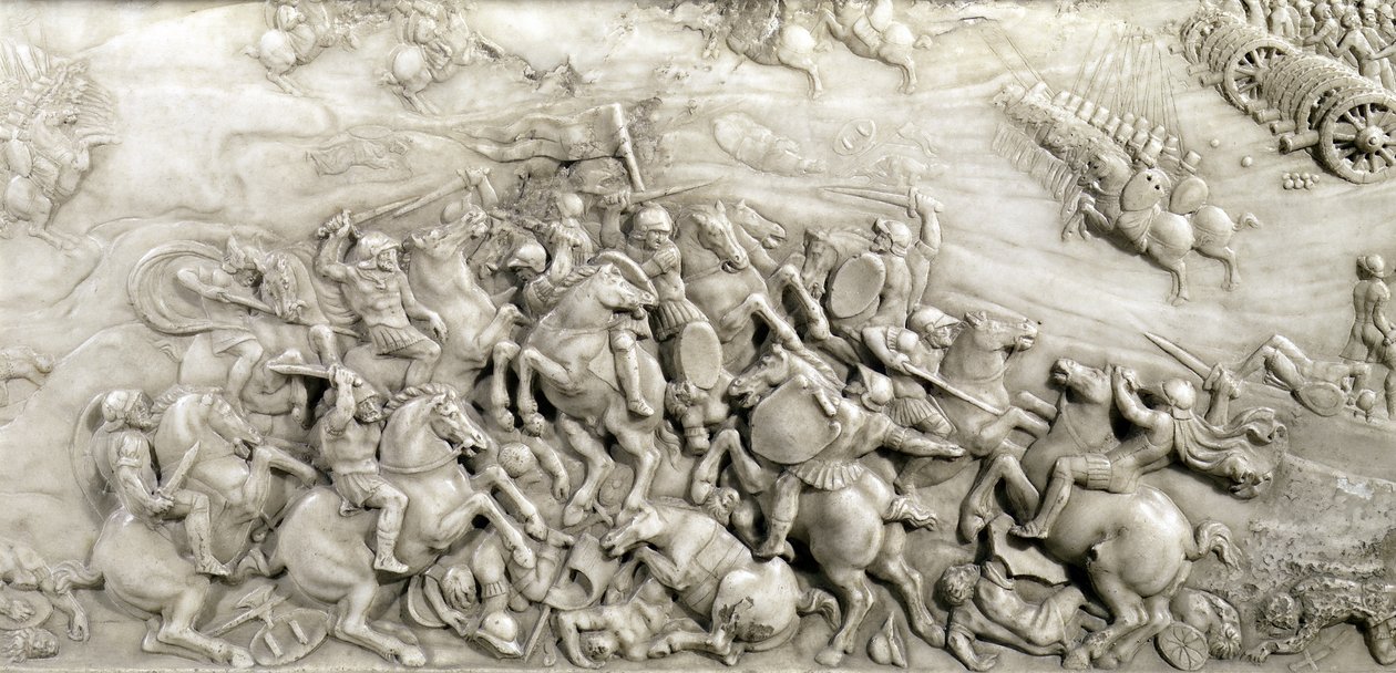 Slaget vid Agnadello, 14 maj 1509, detalj från Ludvig XII:s grav (1462-1515) och Anne av Bretagne (1496-1533) 1515 (marmor) av Jean I Juste