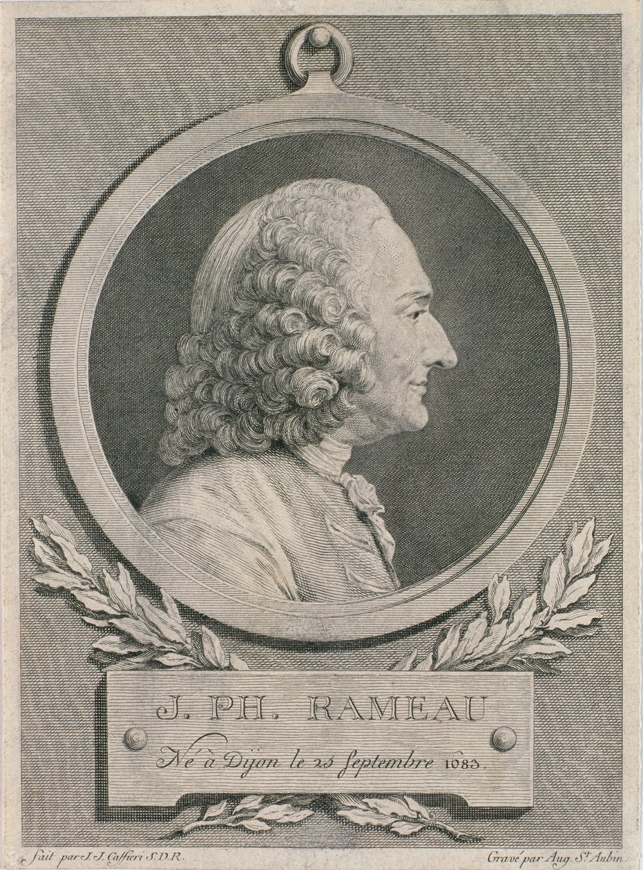 Porträtt av Jean Philippe Rameau (1683-1764) graverad av Auguste de Saint-Aubin av Jean Jacques Caffieri