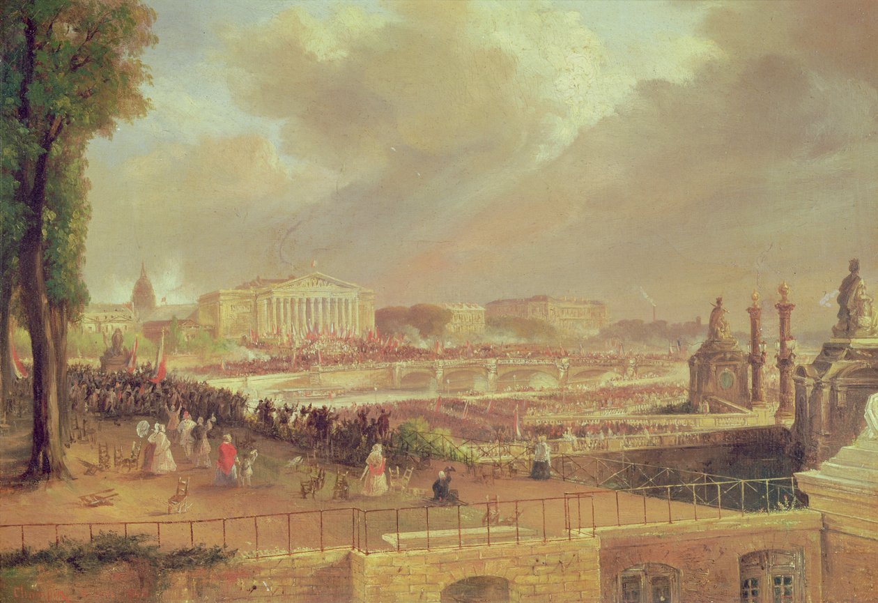 Andra franska republikens proklamation, Place de la Concorde, 24 februari 1848 av Jean Jacques Champin
