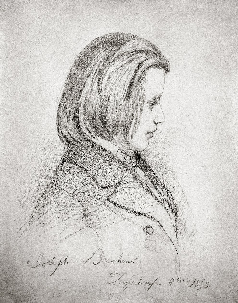 Porträtt av Johannes Brahms (1833-97) tjugo år gammal, 1853 av Jean Joseph Bonaventure Laurens