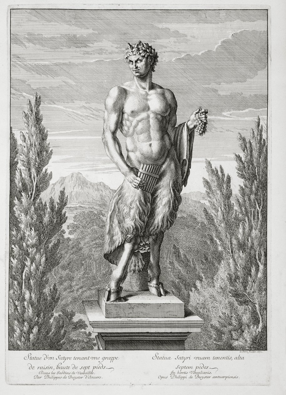 Staty av en Satyr som håller ett druvklase, Versailles, 1672, från 