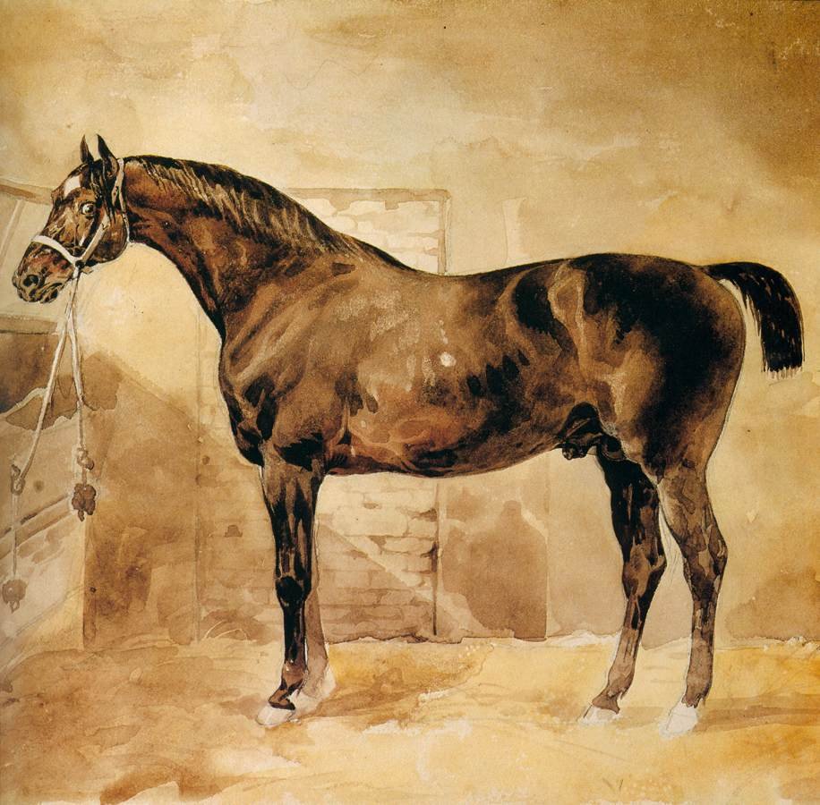 Engelsk häst i stall av Theodore Gericault
