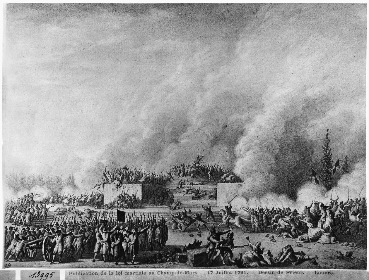Publicering av krigslagen på Champs-de-Mars, Paris, 17 juli 1791 av Jean Louis the Younger Prieur