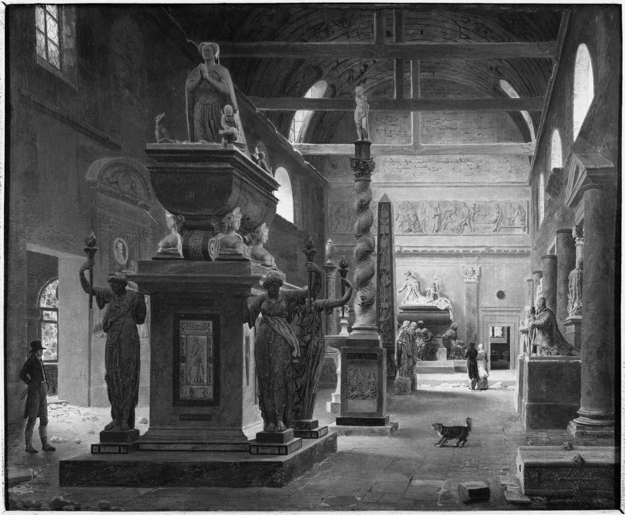 Det stora rummet i Musee des Monuments Francais, c.1820 av Jean Lubin Vauzelle