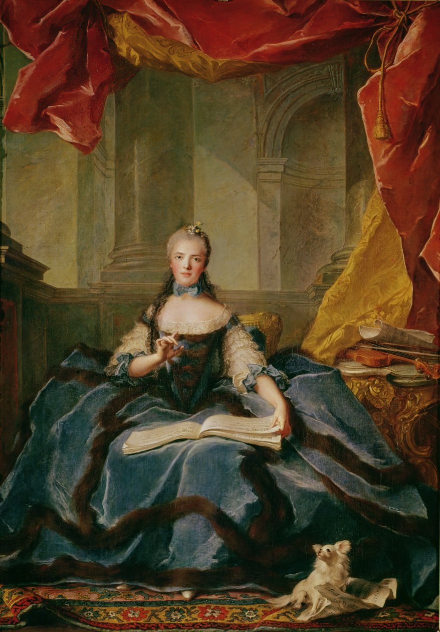 Madame Adelaide de France (1732-1800) i hovklänning, 1758 av Jean Marc Nattier