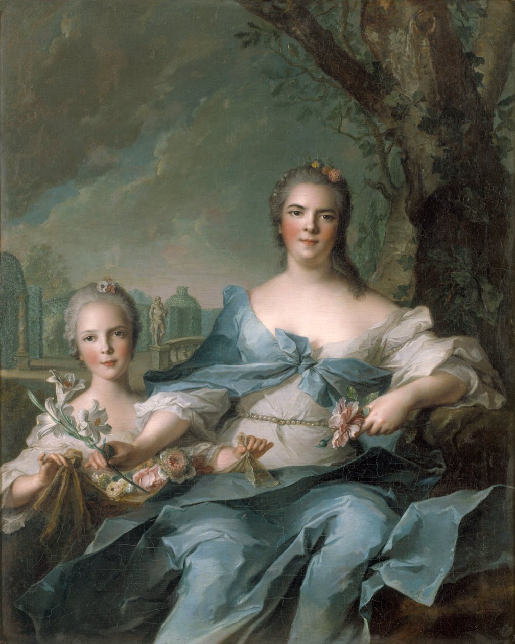 Duchess of Parma och Piacenza, Louise Elisabeth i Frankrike, och hennes dotter, prinsessa Isabelle of Parma av Jean Marc Nattier