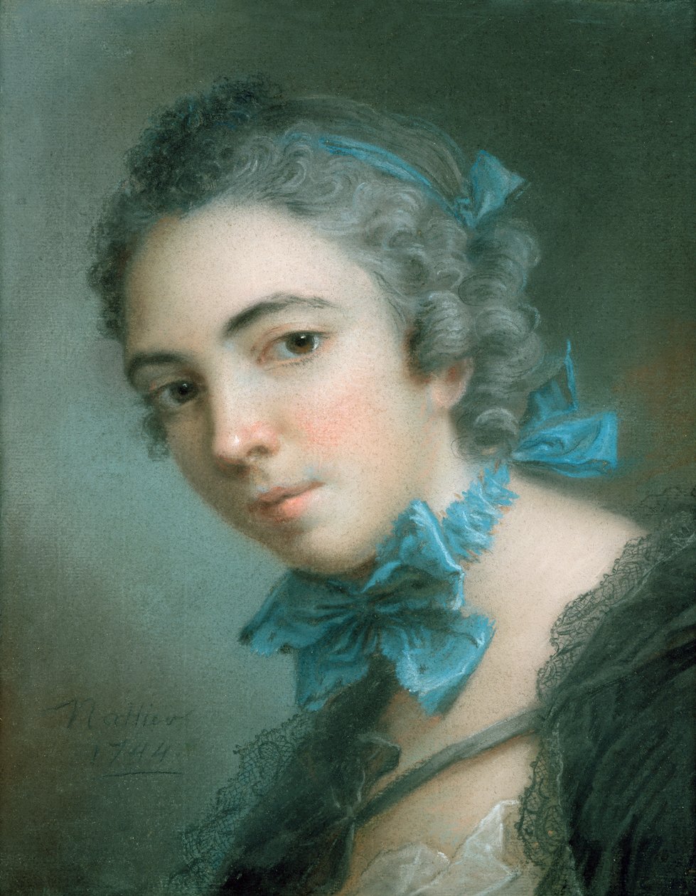 Ung flicka, 1744 (pastell på papper) av Jean Marc Nattier