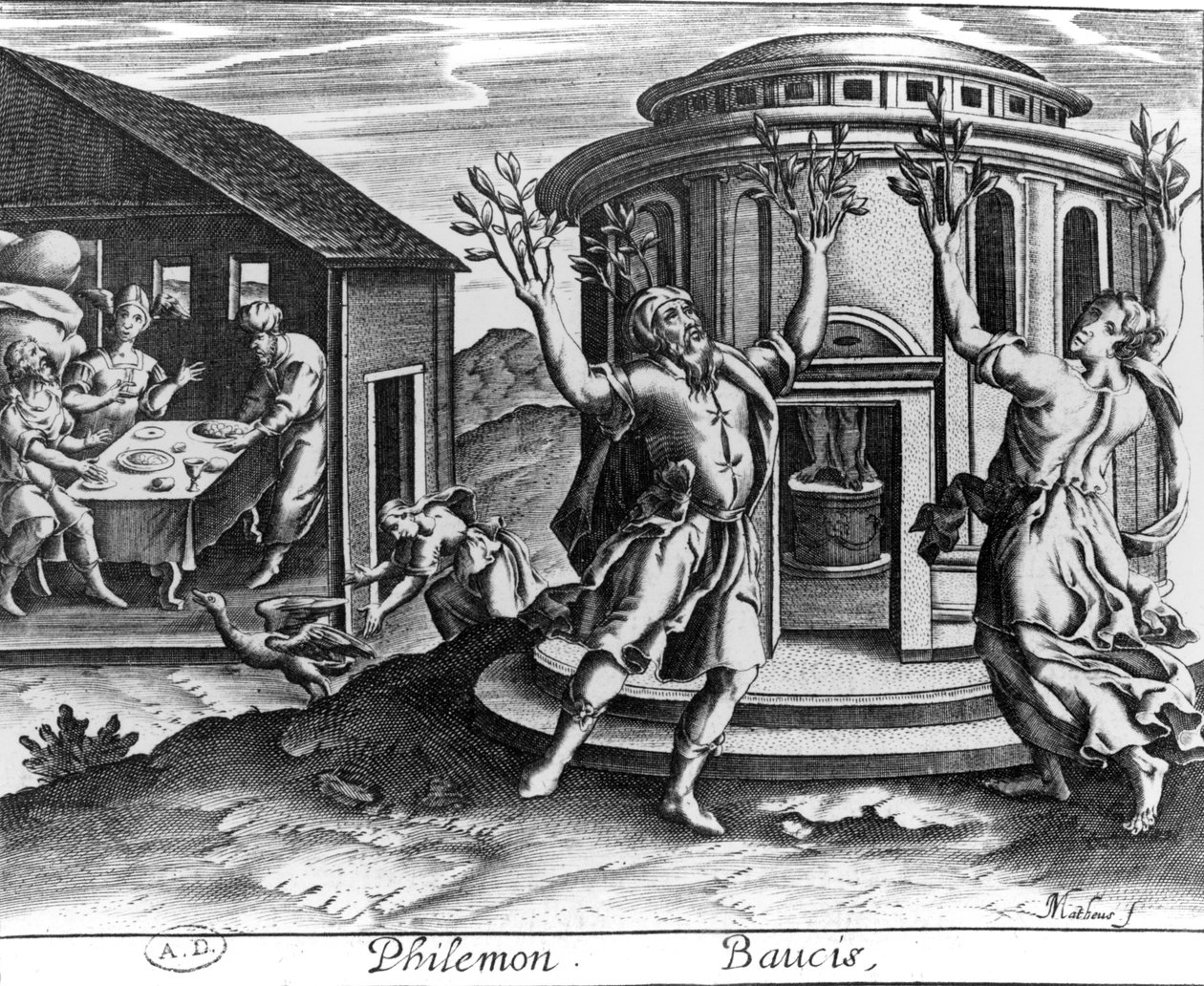 Filemon och Baucis, från en upplaga av Ovidius Metamorphoses, publicerad i Paris 1619, av Jean Matheus