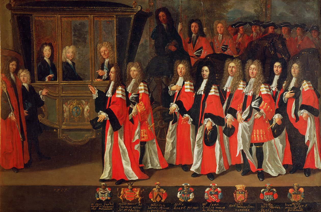 Capitouls i Toulouse välkomnade hertigarna av Bourgogne och Berry 1701 av Jean Michel