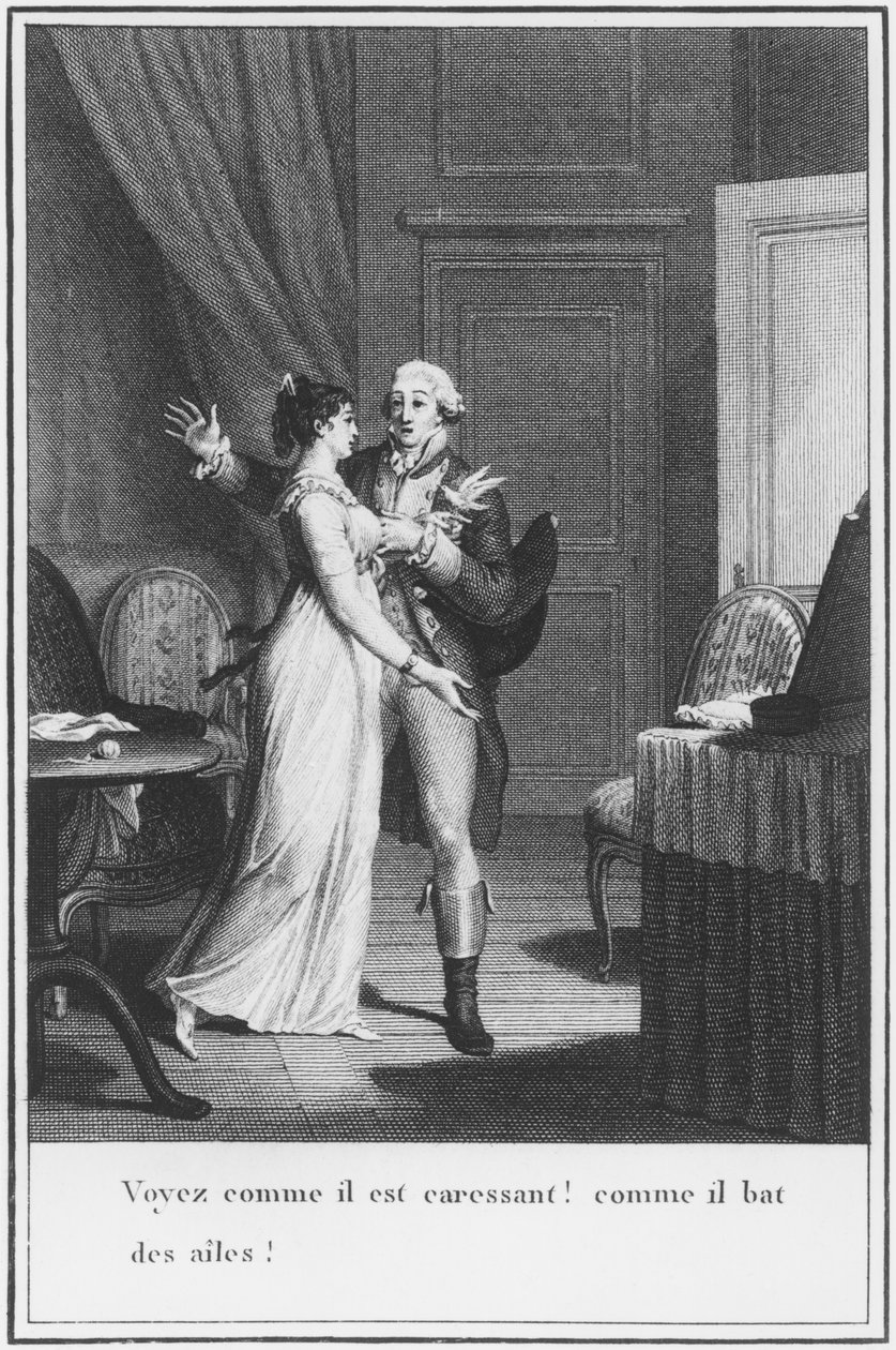 Illustration från "Werthers sorger" av Johann Wolfgang Goethe (1749-1832), graverad av Jean Baptiste Simonet (1742-1813). av Jean Michel the Younger Moreau