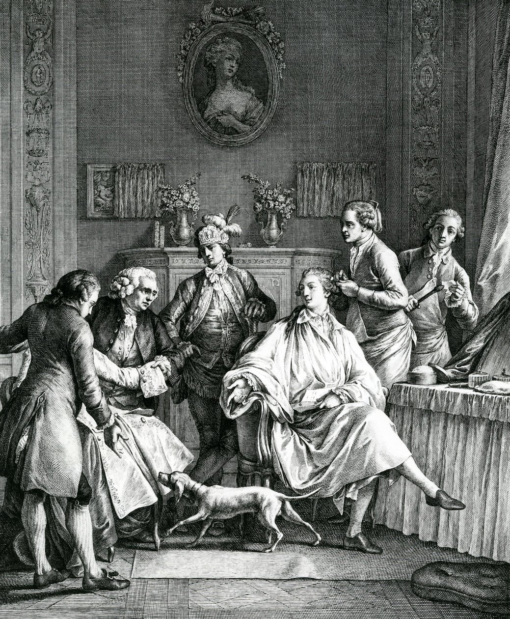 Man klär på sig, ca 1770 av Jean Michel the Younger Moreau