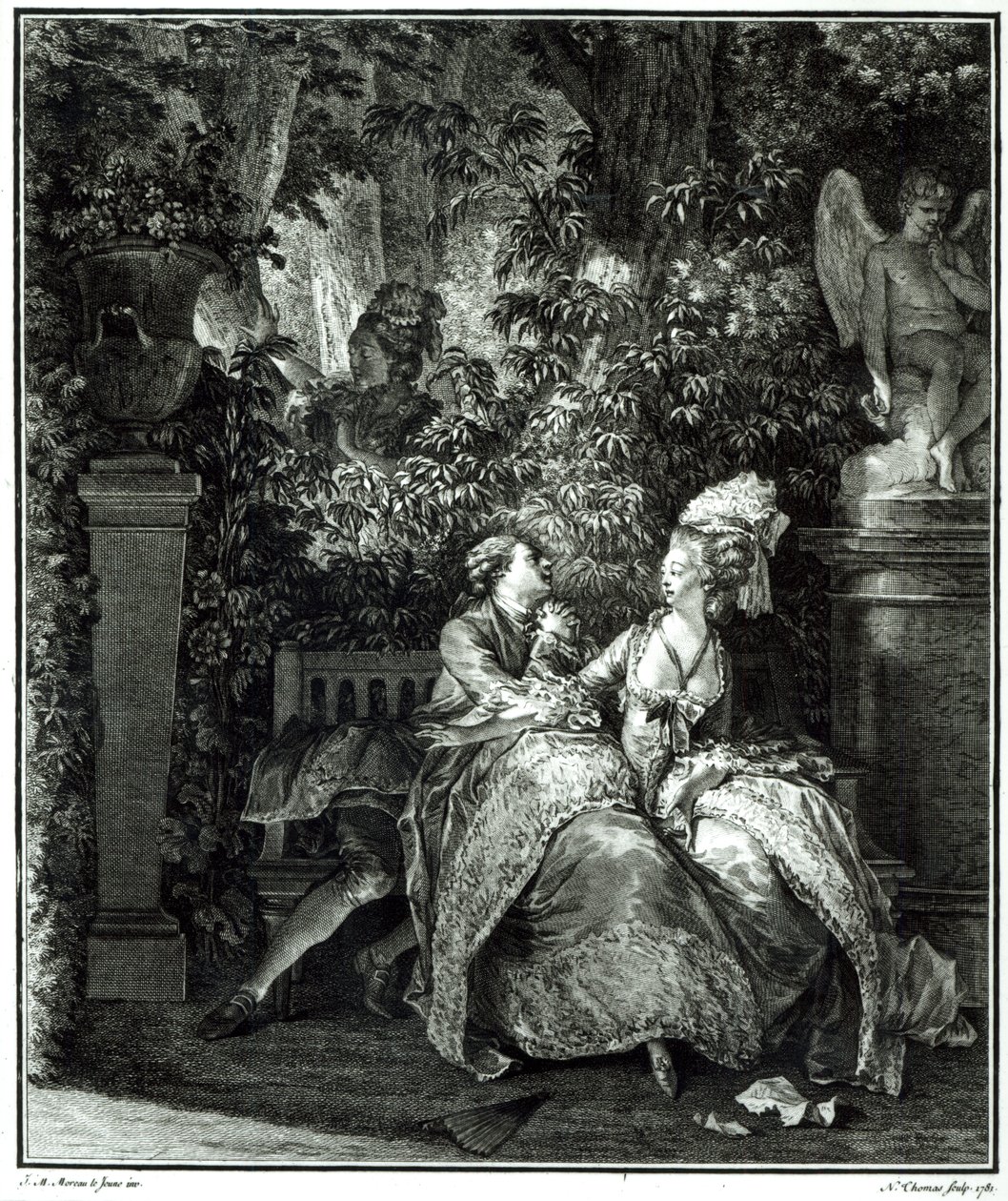 Ja eller nej 1781, graverad av N. Thomas av Jean Michel the Younger Moreau