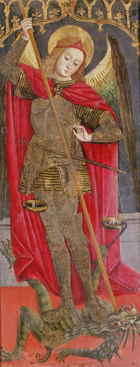 St. Mikael som dödar draken (tempera på panel) (se även 741471) av Jean Mirailhet