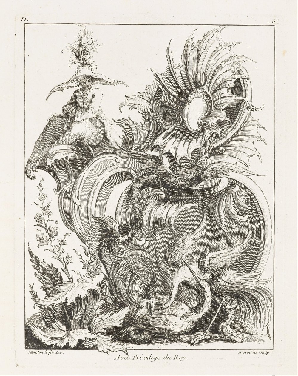 Rocaille -design med kinesisk figur av Jean Mondon