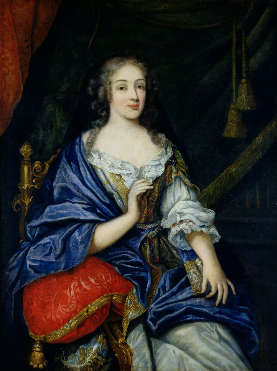 Portræt af Francoise-Louise de la Baume le Blanc (1644-1710) Duchesse de Vaujour, kaldet Mademoiselle de la Valliere swed av Jean Nocret