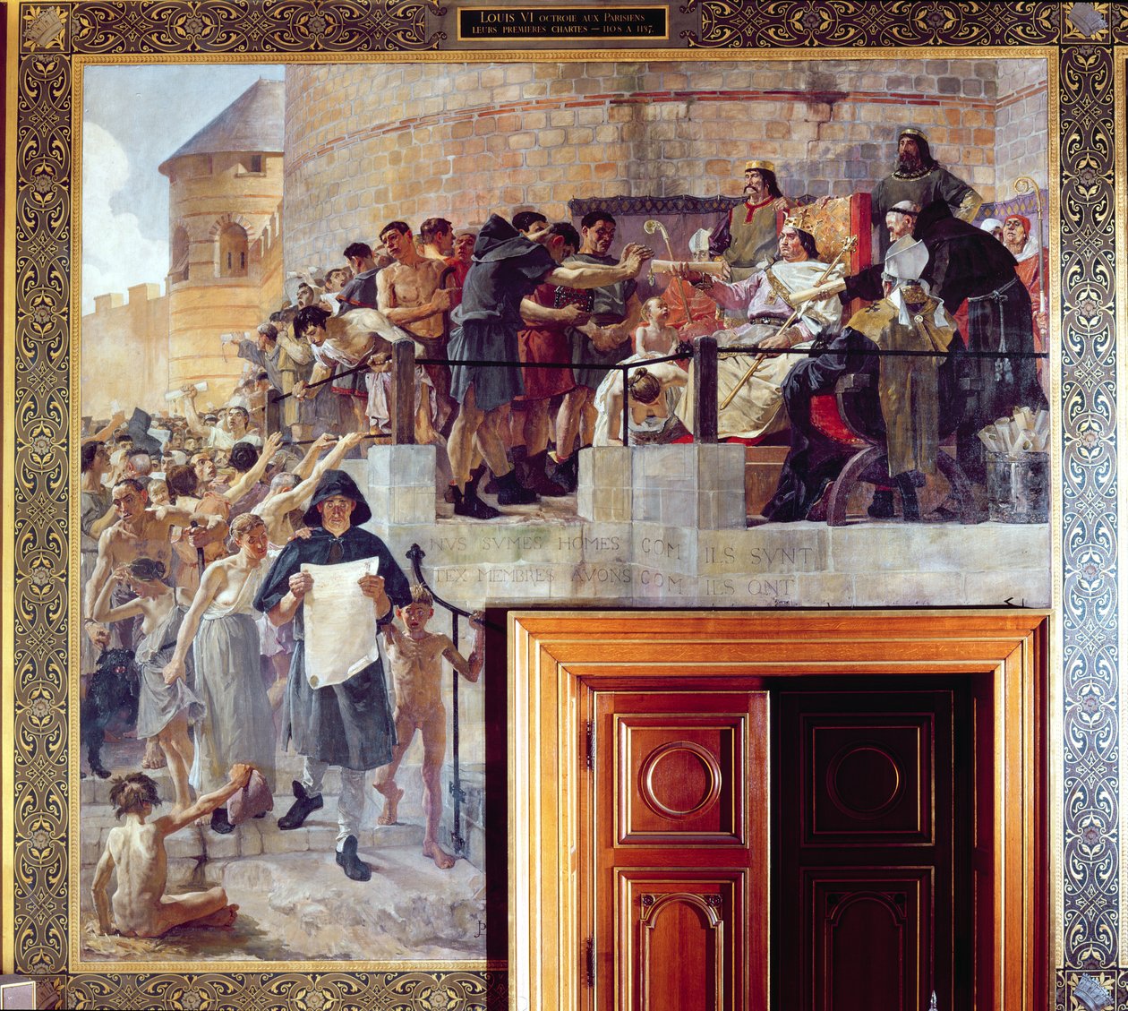 Louis Le Gros (1080-1137) (kung Ludvig VI) beviljar de första parisarna deras första stadga av Jean Paul Laurens