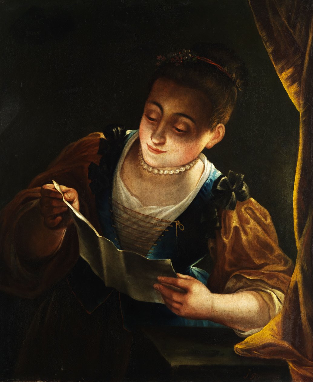 Lesendes Mädchen, Öl auf Leinwand av Jean Raoux