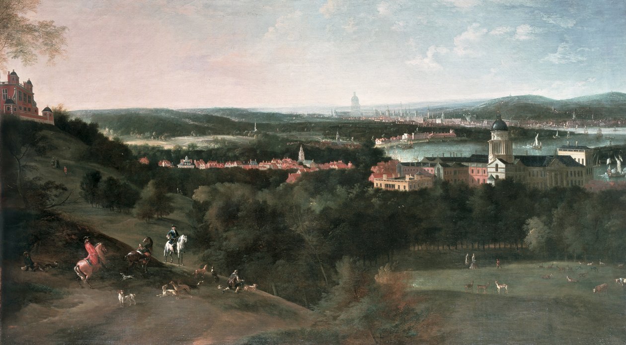 Utsikt över Greenwich Park mot London, målad för Louis XV i Paris av Jean Rigaud