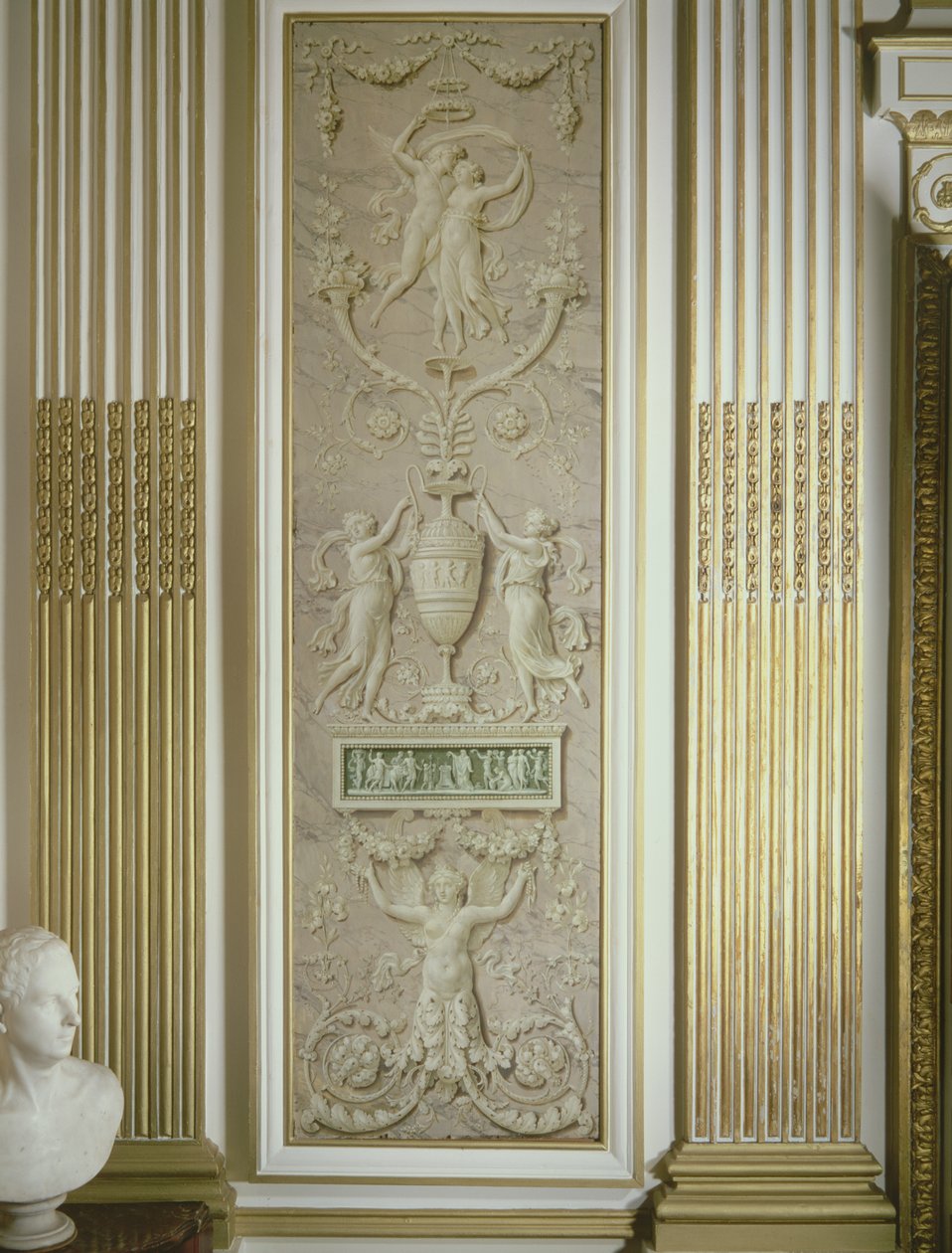 Panel av trompe loeil ornament av Jean Simeon Rousseau