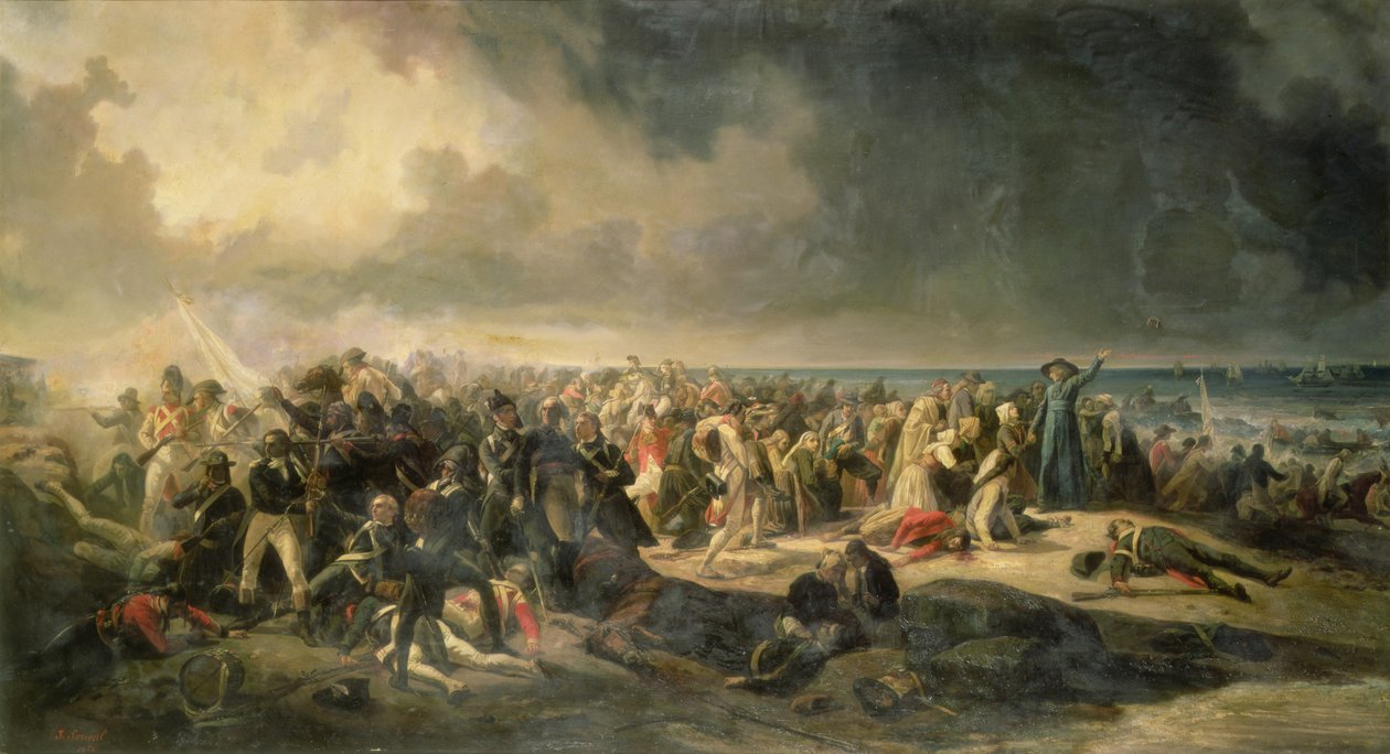 Scenen för landningen i Quiberon 1795, 1850 av Jean Sorieul