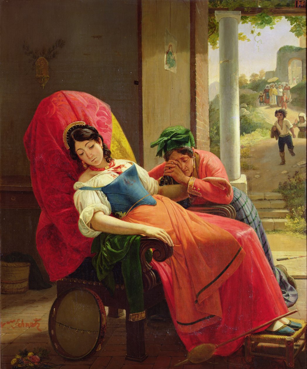Den mördade kvinnan, ca 1824 av Jean Victor Schnetz