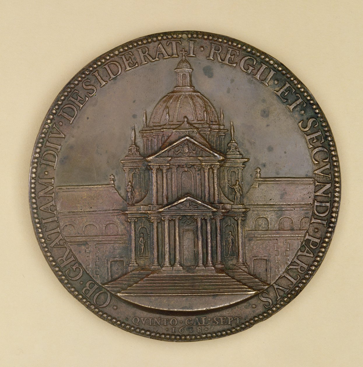 Grundmedalj av Val-de-Grace, recto föreställande Val-de-Grace, 1638 (brons) av Jean Warin