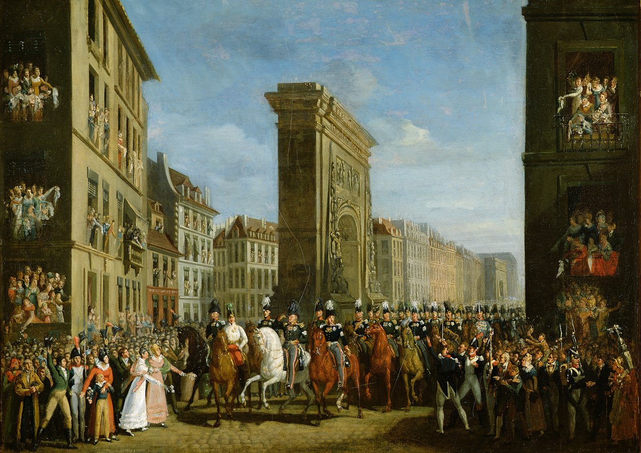 Passage af allierede suveræner foran Porte Saint-Denis, 31. marts 1814 sverige av Jean Zippel