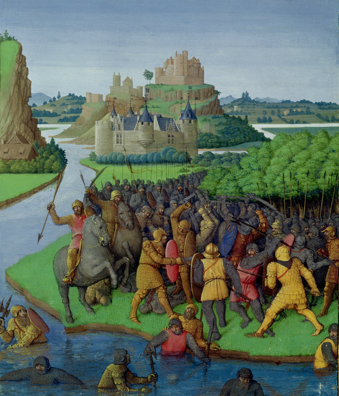 Fr 247 fol.270 Slaget mellan makkabeerna och bakkiderna, illustration från 