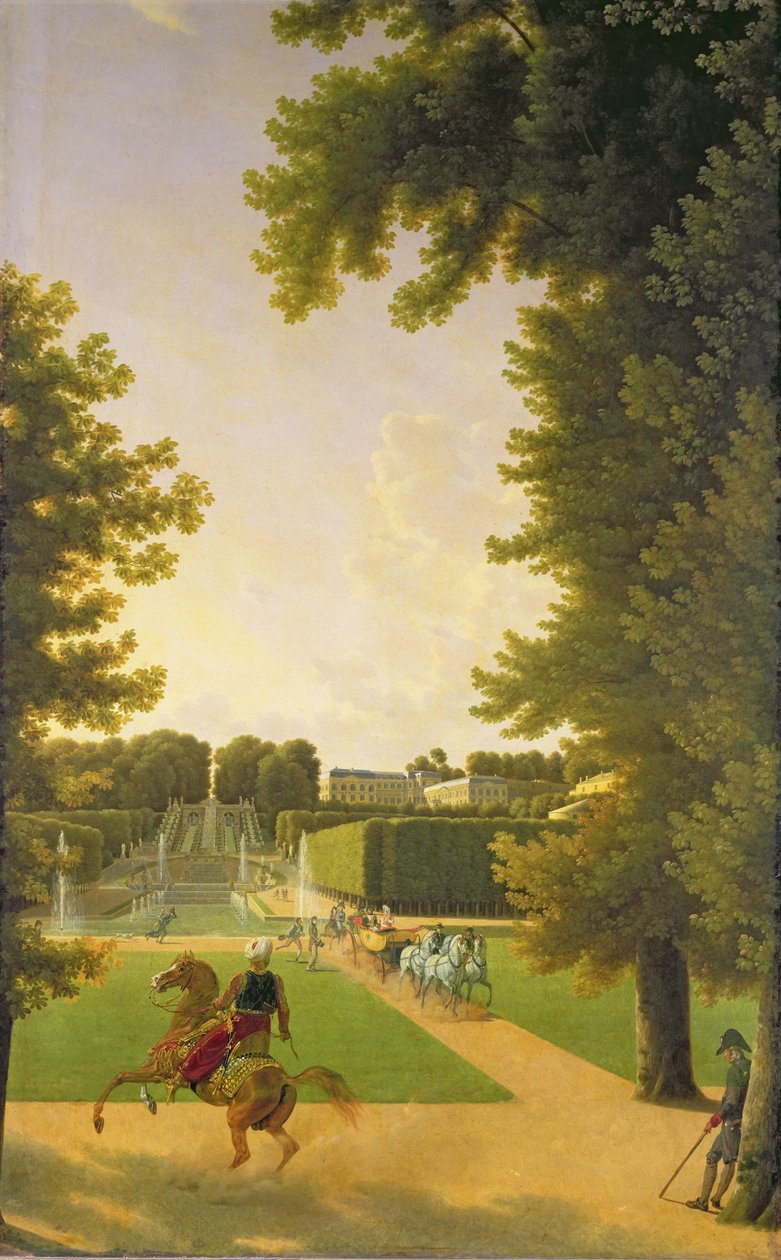 Promenade av Napoleon I (1769-1821) och Marie-Louise (1791-1847) i Parc de Saint-Cloud 1810 av Jean Joseph Xavier Bidauld