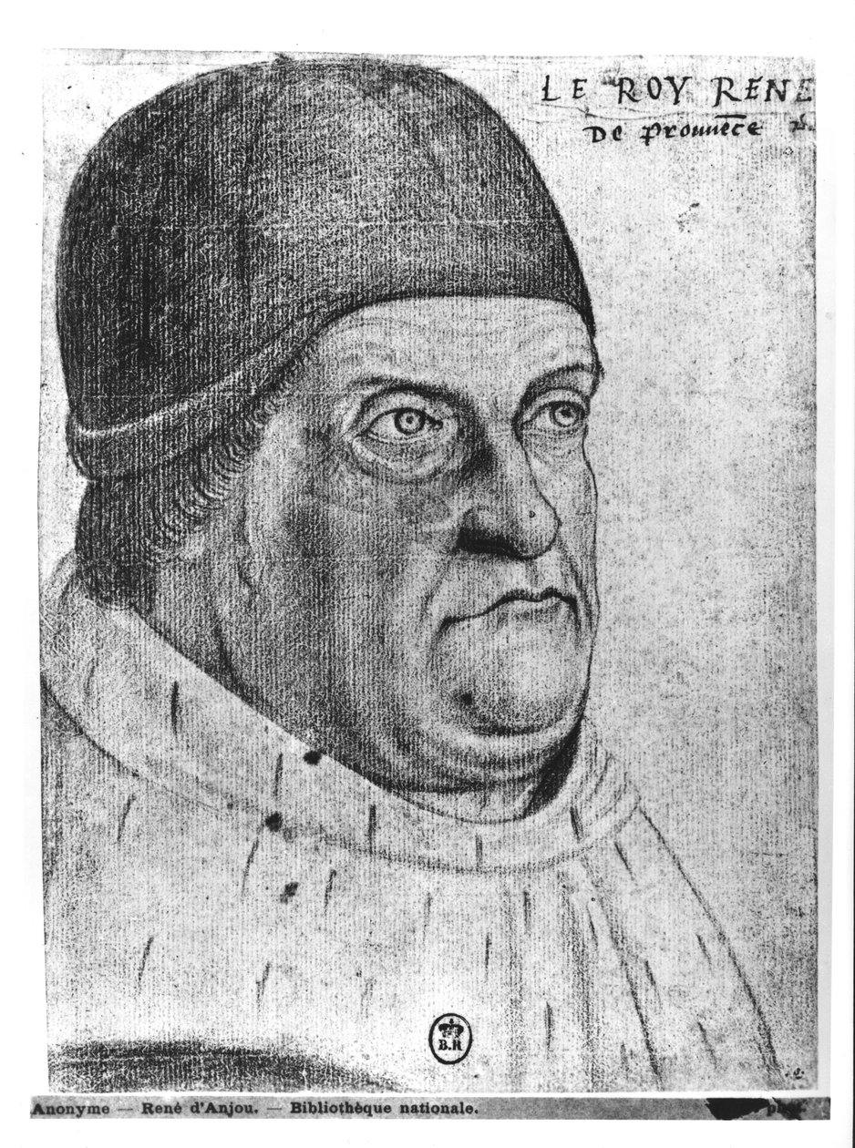 Porträtt av René I (1409-80) hertig av Anjou av Jean de Court