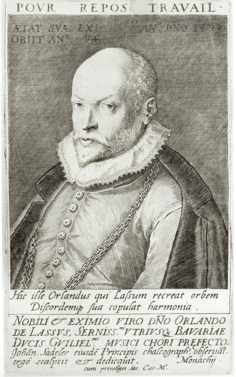Porträtt av Roland de Lassus (1532-94) 1593-94 av Jean or Johann Sadeler